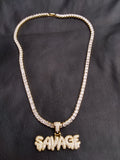 14k Ice out Gold filled 20inch Tennis and Charm