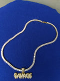 14k Ice out Gold filled 20inch Tennis and Charm