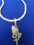 14k Ice out Gold filled 20inch Tennis and Charm