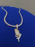 14k Ice out Gold filled 20inch Tennis and Charm