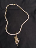 14k Ice out Gold filled 20inch Tennis and Charm