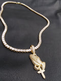 14k Ice out Gold filled 20inch Tennis and Charm