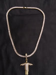 14k Ice out Gold filled 20inch Tennis and Charm