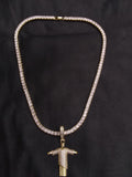 14k Ice out Gold filled 20inch Tennis and Charm