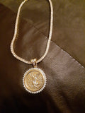 14k Ice out Gold filled 20inch Tennis and 50 peso Charm