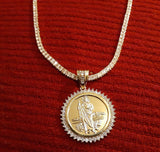 14k Ice out Gold filled 20inch Tennis and Charm