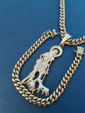 14k 8mm Gold Plated Cuban Link Chain Pendant and Bracelet Set