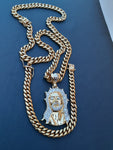 14k 8mm Gold Plated Cuban Link Chain Pendant and Bracelet Set