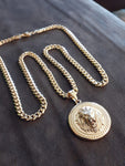 14k 6mm Gold Plated Cuban link Chain and Pendant