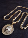 14k 6mm Gold Plated Cuban link Chain and Pendant