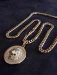 14k 6mm Gold Plated Cuban link Chain and Pendant