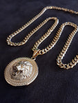 14k 6mm Gold Plated Cuban link Chain and Pendant