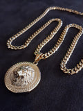 14k 6mm Gold Plated Cuban link Chain and Pendant