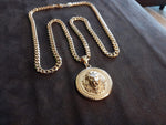 14k 6mm Gold Plated Cuban link Chain and Pendant