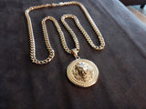 14k 6mm Gold Plated Cuban link Chain and Pendant