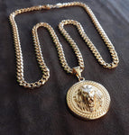 14k 6mm Gold Plated Cuban link Chain and Pendant