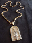 14k 6mm Gold Plated Cuban link Chain and Pendant