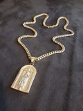 14k 6mm Gold Plated Cuban link Chain and Pendant