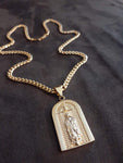 14k 6mm Gold Plated Cuban link Chain and Pendant