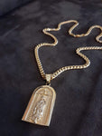 14k 6mm Gold Plated Cuban link Chain and Pendant