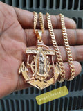 14k 3mm Gold Plated Cuban link Chain and Pendant