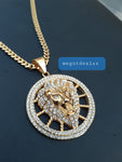 14k 6mm Gold Plated Cuban link Chain and Pendant