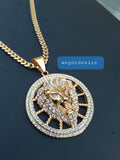 14k 6mm Gold Plated Cuban link Chain and Pendant