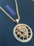 14k 6mm Gold Plated Cuban link Chain and Pendant