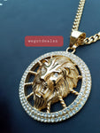 14k 6mm Gold Plated Cuban link Chain and Pendant