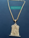 14k 6mm Gold Plated Cuban link Chain and Pendant