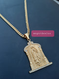 14k 6mm Gold Plated Cuban link Chain and Pendant