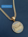 14k 6mm Gold Plated Cuban link Chain and Pendant