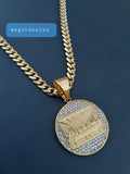 14k 6mm Gold Plated Cuban link Chain and Pendant