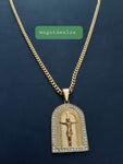 14k 6mm Gold Plated Cuban link Chain and Pendant