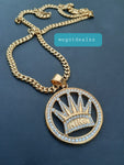 14k 6mm Gold Plated Cuban link Chain and Pendant