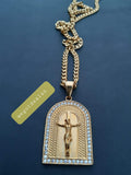 14k 6mm Gold Plated Cuban link Chain and Pendant