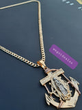 14k 3mm Gold Plated Cuban link Chain and Pendant