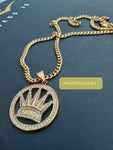 14k 6mm Gold Plated Cuban link Chain and Pendant