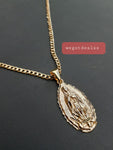 14k 3mm Gold Plated Cuban link Chain and Pendant