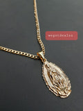 14k 3mm Gold Plated Cuban link Chain and Pendant