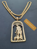 14k 6mm Gold Plated Cuban link Chain and Pendant