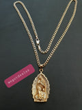 14k 3mm Gold Plated Cuban link Chain and Pendant