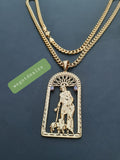 14k 6mm Gold Plated Cuban link Chain and Pendant