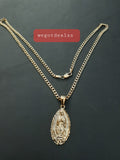 14k 3mm Gold Plated Cuban link Chain and Pendant