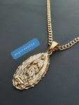 14k 3mm Gold Plated Cuban link Chain and Pendant