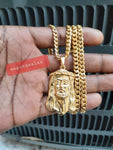 14k 6mm Gold Plated Cuban link Chain and Pendant