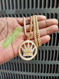 14k 6mm Gold Plated Cuban link Chain and Pendant