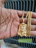 14k 6mm Gold Plated Cuban link Chain and Pendant