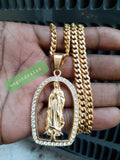 14k 6mm Gold Plated Cuban link Chain and Pendant