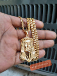 14k 6mm Gold Plated Cuban link Chain and Pendant